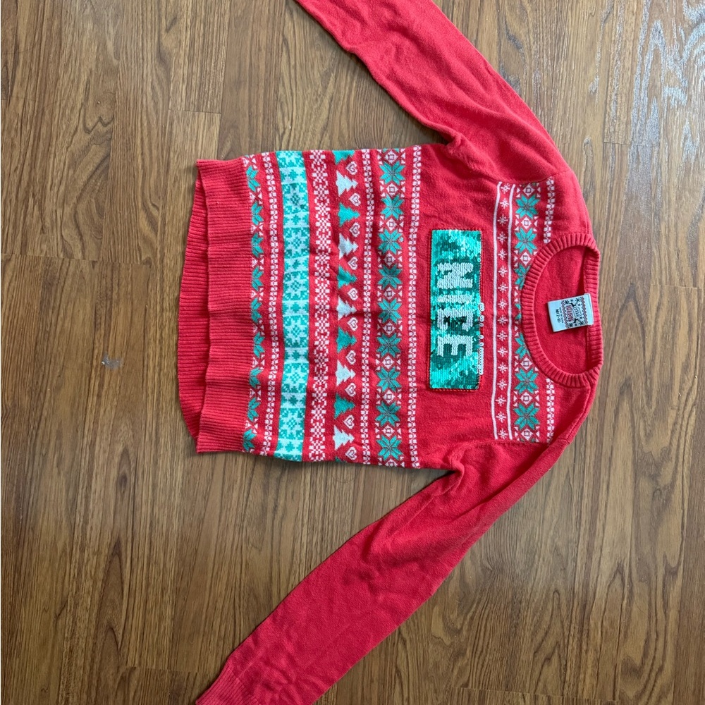 Girls Size 7-8 Flip Sequins Christmas Sweater